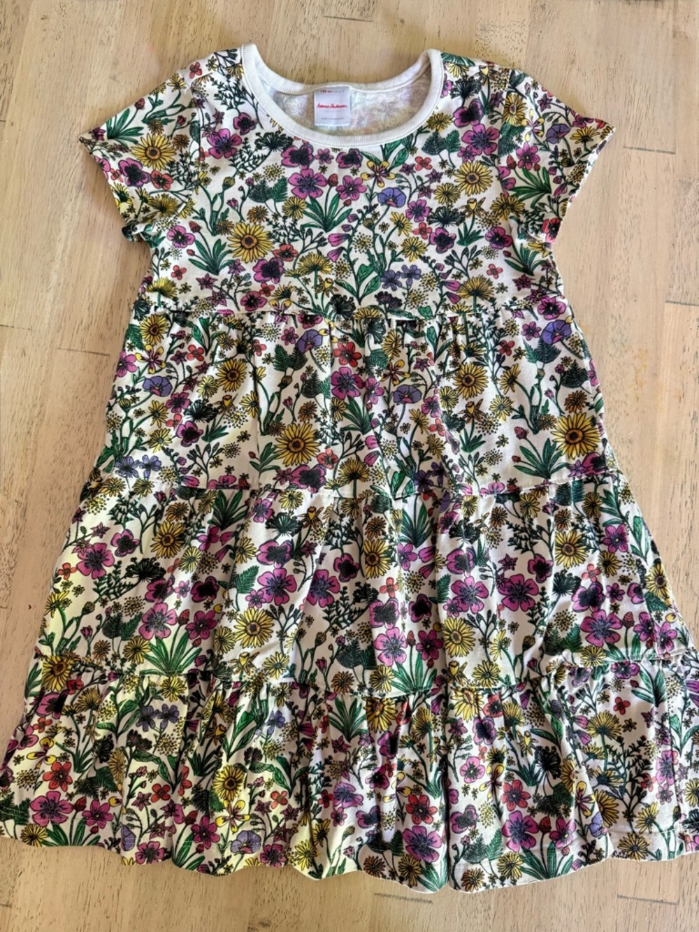 EUC Hanna Andersson Cotton Twirl Dress- Floral Wildflowers- 120cm Size 6-7